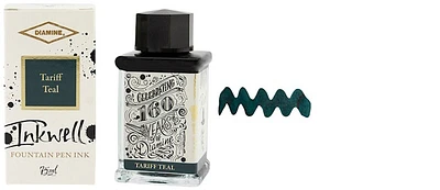 Bouteille d'encre Diamine, série 160th Anniversary ink 75ml Encre Tariff Teal