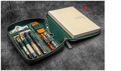 Étui Galen Leather Co., série Expansi-Folio Leather Wide A5 Zip Vert forêt Crazy Horse 