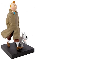 Figurine Tintin, série Édition Limitée Les 7 Boules de Cristal - Tintin en trench-coat avec Milou (60cm)