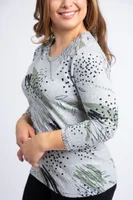 Long Sleeve Dot Print Top