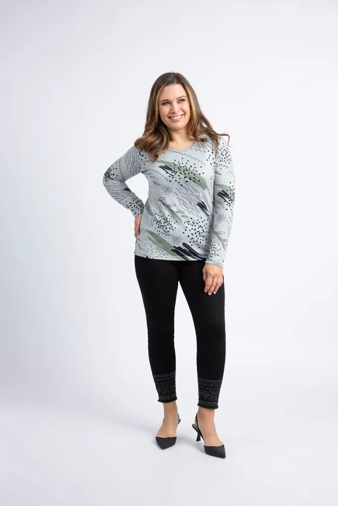 Long Sleeve Dot Print Top