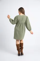 Knee Length Crinkle Gauze Dress