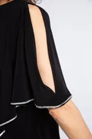 Sleeveless Midi Dress w/ Jeweled Overlay