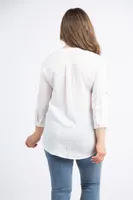 ¾ Sleeve Button-Up Blouse