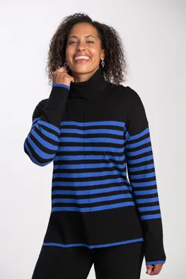Long Sleeve Striped Cowl Neck Sweater