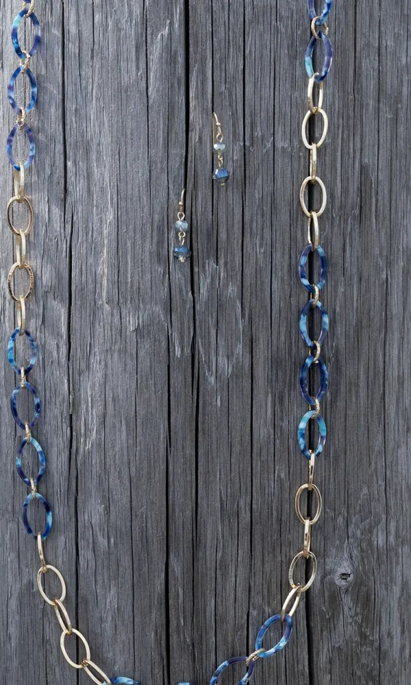 Gold & Resin Hoops Necklace Set 