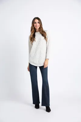 Long Sleeve Space Dyed Cable-Knit Sweater