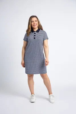 Short Sleeve Striped Polo Dress