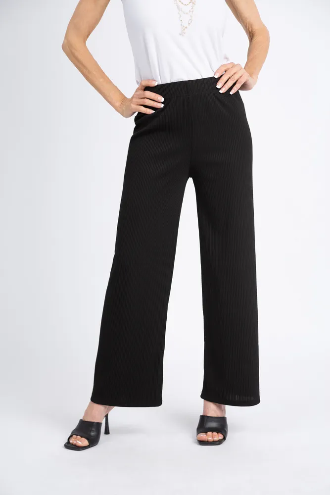 Wide Leg Ribbed Trousers