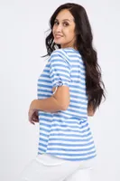 Knotted Sleeve Striped T-Shirt