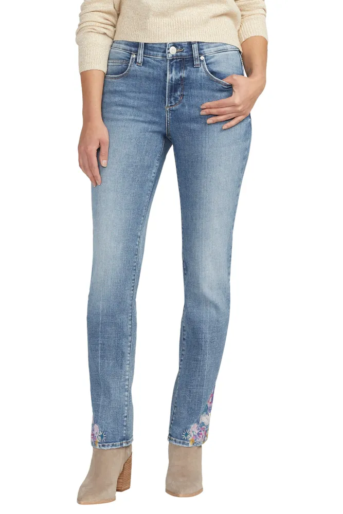 Ruby Straight-Leg Embroidered Jeans