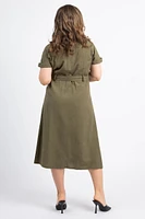 Cap Sleeve Midi Shirt Dress