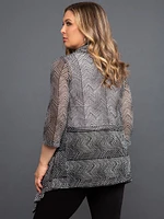 ¾ Sleeve Mesh Chevron Cardigan