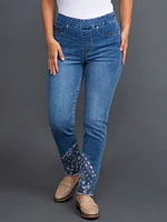 Audrey Pull-On Embroidered Jeans