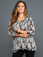 ¾ Sleeve Plisse Blouse