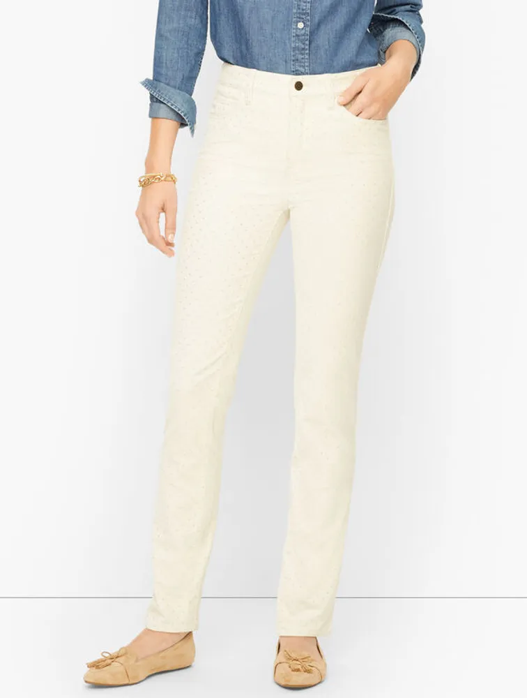 Talbots Stretch Velveteen Straight Leg Pants - Ditsy Dot