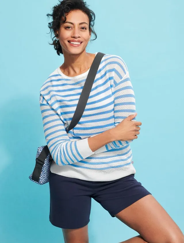 Talbots Coolmax® Crewneck Sweater - Summer Stripe