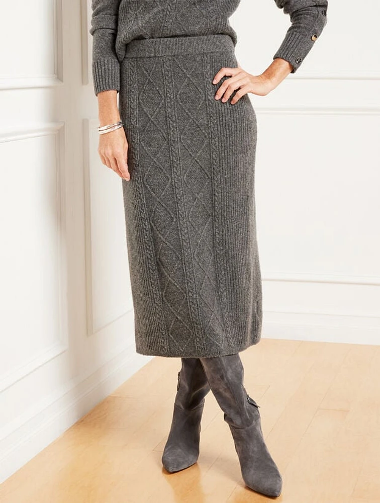 Wool Blend Midi Sweater Skirt