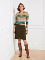 Corduroy Button Front A-Line Skirt