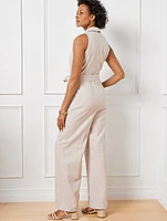 Double Stripe Linen Blend Jumpsuit