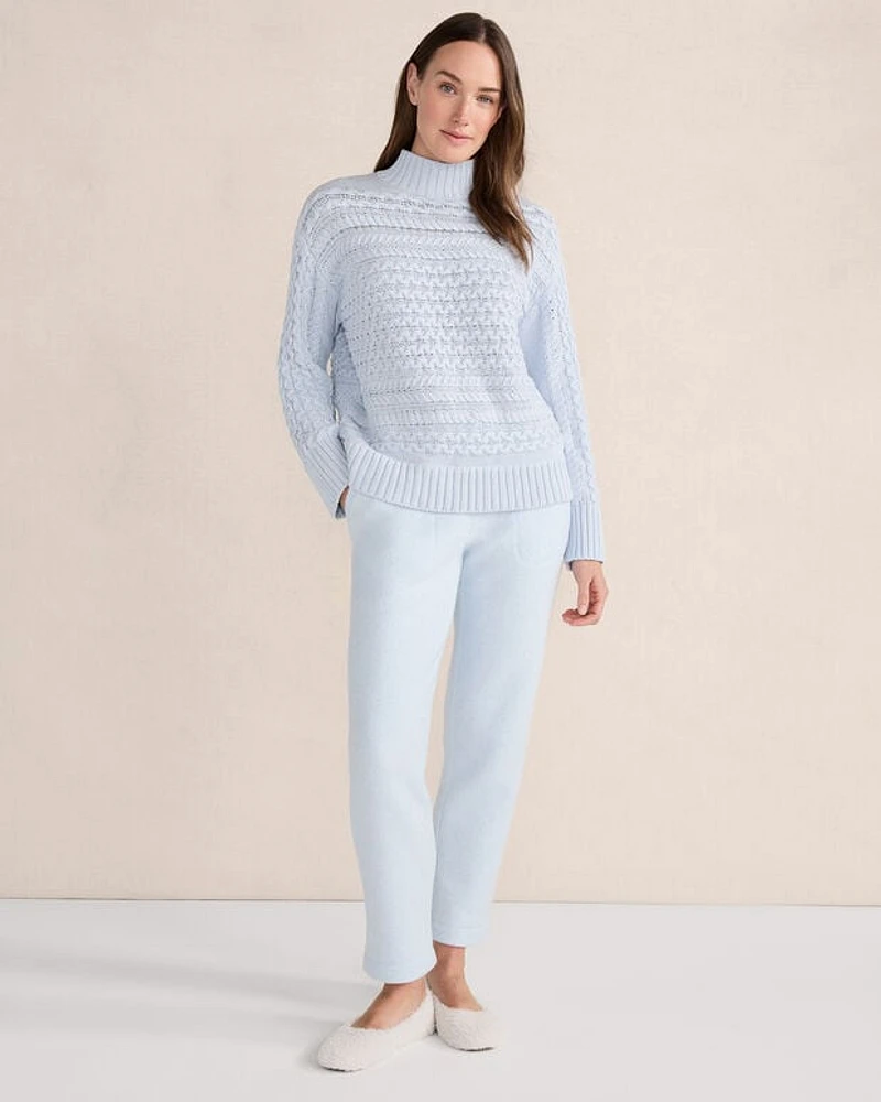 Organic Cotton Cable Knit Funnel Neck Sweater