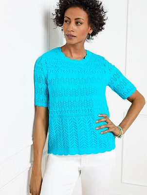 Mixed Pointelle Stitch Sweater