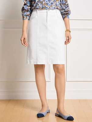 Denim A-Line Skirt - White