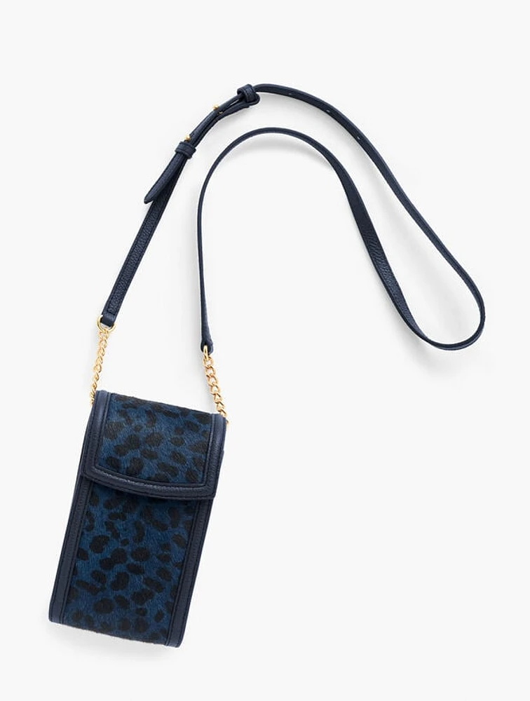 Leopard Calf Hair Phone Crossbody Bag