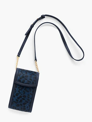 Leopard Calf Hair Phone Crossbody Bag