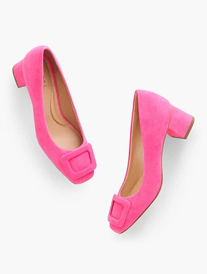 Carlye Buckle Suede Pumps