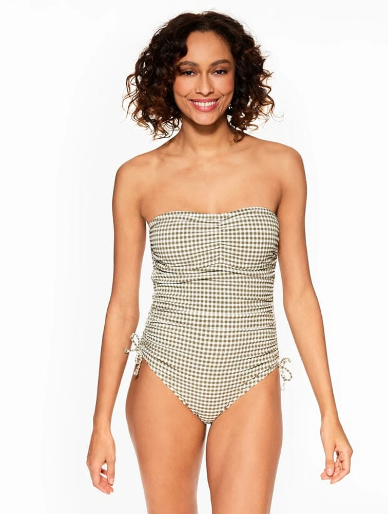 Sun Ocean Sand Ruched Side One Piece - Gingham