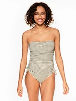 Sun Ocean Sand Ruched Side One Piece - Gingham