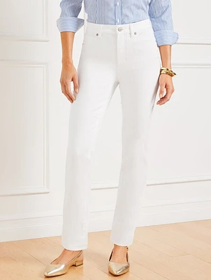 High-Waist Straight-Leg Jeans - White