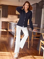 Flare Leg Pintuck Jeans - White