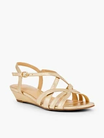 Capri Leather Wedge Sandals - Metallic