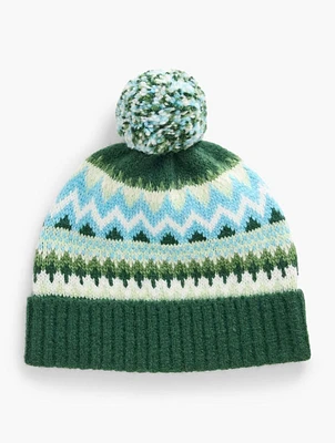 Joyful Fair Isle Pom Pom Hat