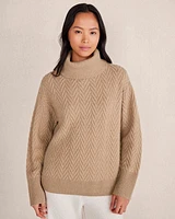 Merino Cashmere Chevron Turtleneck Sweater