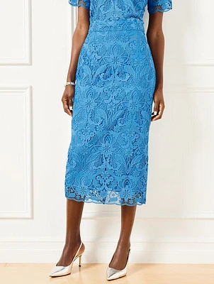 Scroll Floral Lace Pencil Skirt