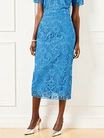 Scroll Floral Lace Pencil Skirt