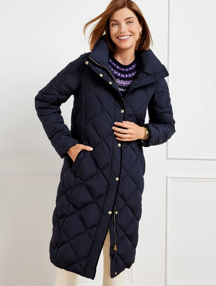 Diamond Quilted Down Puffer Coat