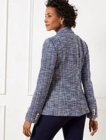 Knit Tweed Double Breasted Blazer