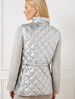 Quilted Down Puffer Vest - Metallic