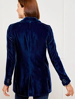 Effortless Velvet Open Front Blazer