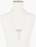 Crystal Bow Pearl Necklace