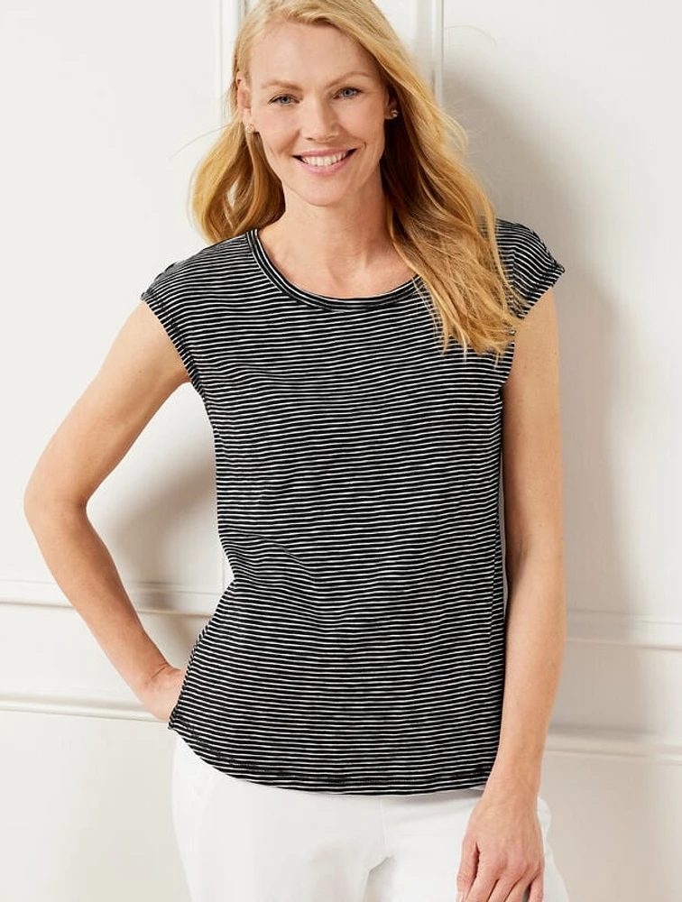 Ruched Back Tee - Lush Stripe