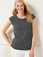 Ruched Back Tee - Lush Stripe