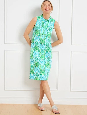 Effortless Jersey Polo Dress - Medallion Tiles