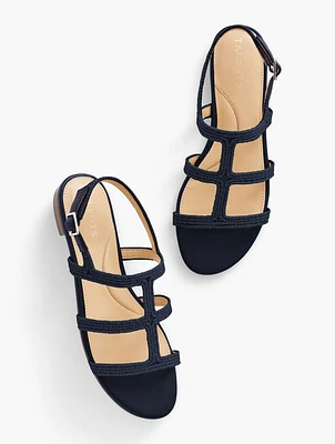 Keri T-Strap Corded Raffia Sandals