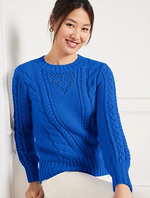 Balloon Sleeve Cable Knit Sweater