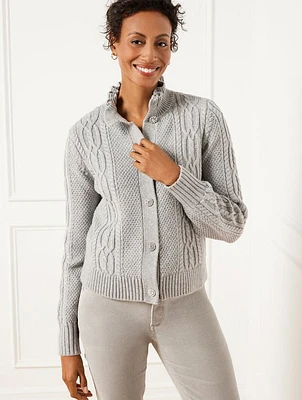 Ruffle Mockneck Cardigan